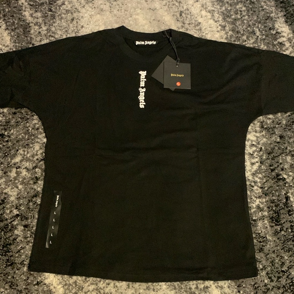 Palm Angels Vertical Logo Black T-Shirt Men’s Size Large